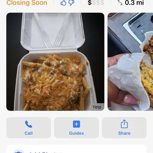 a meal in a takeout box