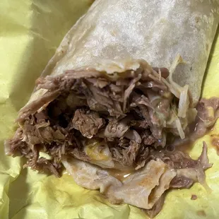 A juicy burrito. Don't tilt it too much.