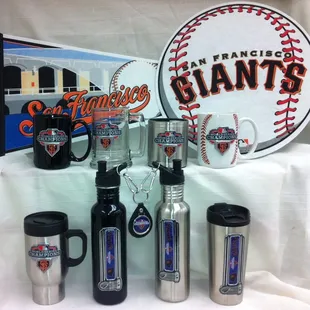 a variety of sports merchandise