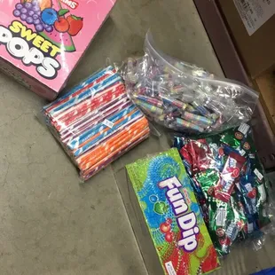Gallon bag candy was 5, fun dips 6.50, blow pops 6.50 I think