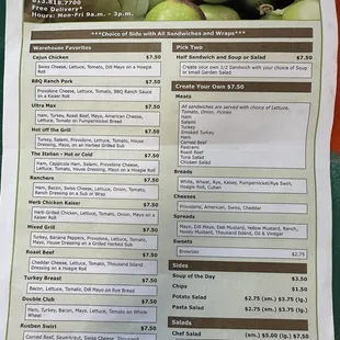 sushi and sashimi, menu