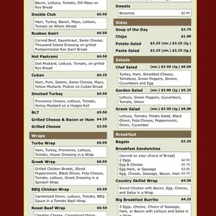 the menu