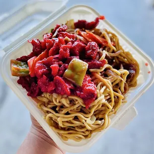 Sweet and Sour Pork with Chow Mein. This beautiful girl has been with me through thick and thin