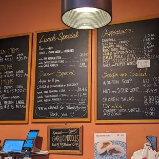 menus on the wall