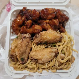 chicken wings and fried chicken, food