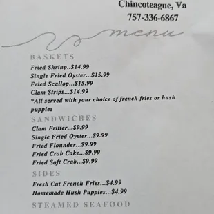 Menu as of 9-19-2024.