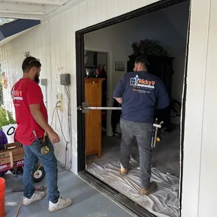 Pulling out old door frame