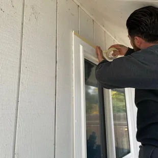 Prepping for caulking