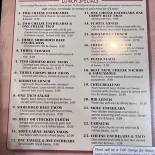 Lunch menu. 8/29/2023