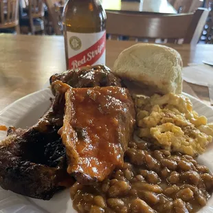Ribs &amp; chicken combo with a Red Stripe... Memories priceless