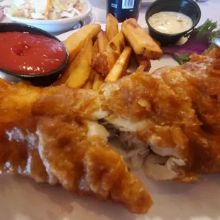 Cut into the Guinness beer batter fish