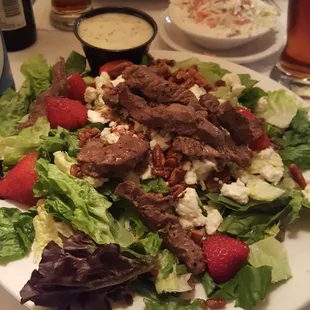 Delicious steak and strawberries feta salad.