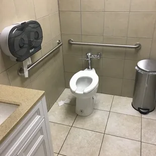 a toilet in a public restroom