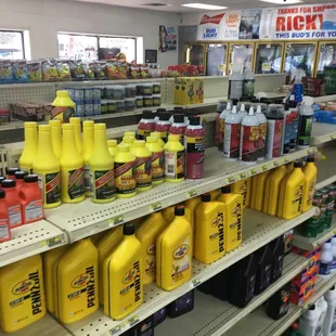a variety of products on shelves