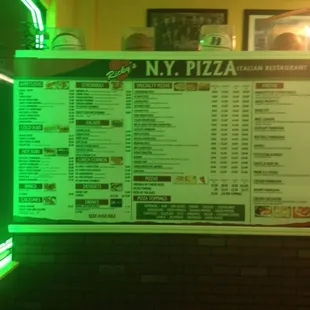 Menu board