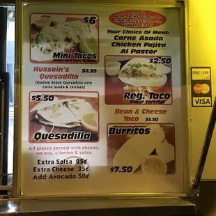 The menu