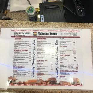 Takeout menu