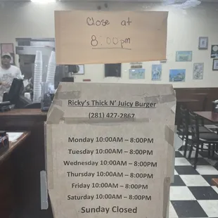 6/18/24 Ricky&apos;s hours are 10am-8pm Monday through Saturday. Closed on Sunday!!