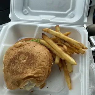 Grilled chicken sandwich &quot;with fries&quot; meal