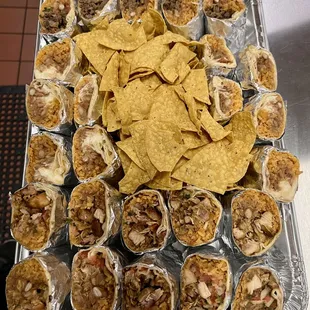 Burritos  mix chicken asada carnitas pastor veggie