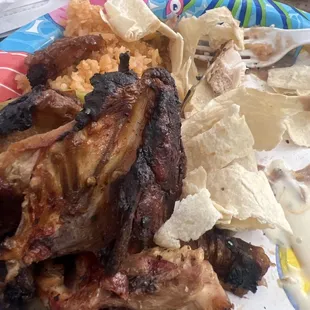 a plate full of food