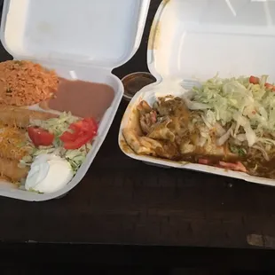 Flautas / Roll Tacos and a Burrito Smothered!