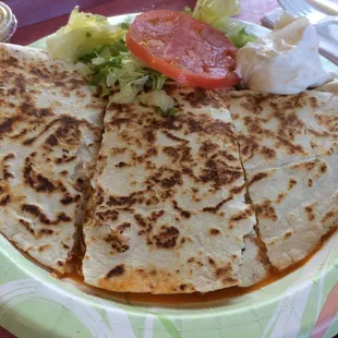 a plate of quesadillas