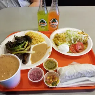 a tray of mexican food