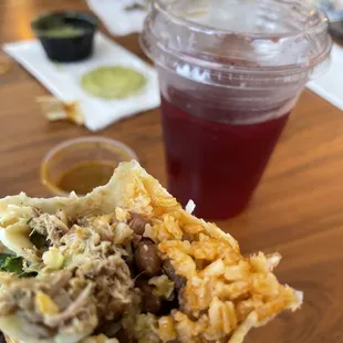 Carnitas burrito and jamaica