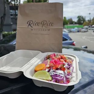 Got It To Go This Time! Eating At The Vegan Mob Parking Lot! Shrimp &amp; Cauliflower Tacos
