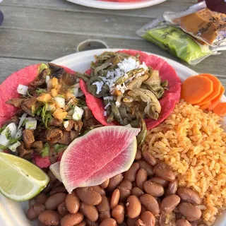 2 Tacos with Rice & Beans