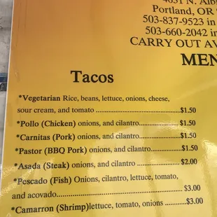 menu
