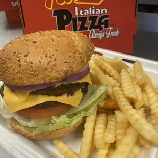 Double cheeseburger and fries