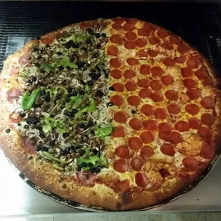 Half pepperoni half combination