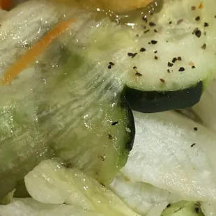 a close up of a salad