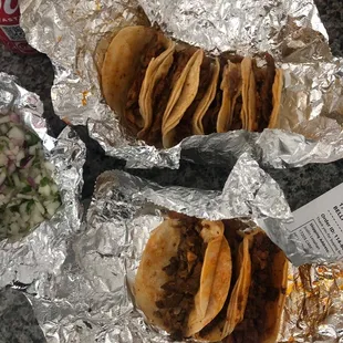$1 Al Pastor and Chorizo tacos. Not bad.