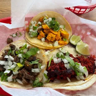 three different tacoss