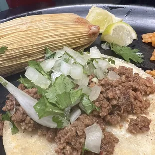 Molida Taco and beef tamale