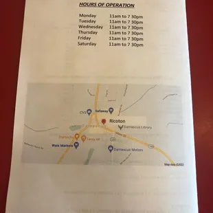 Hours of Operation