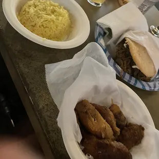 Arepas, plantains, and rice!