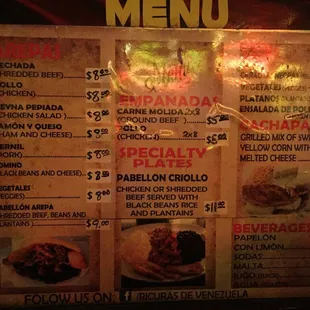 menu