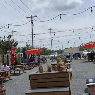 Angry Scotsman Brewing beer garden/outdoor seating.