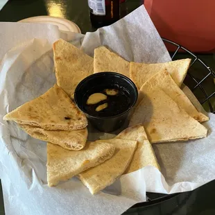 Fresh baked artisanal breads with dipping oil and spices?