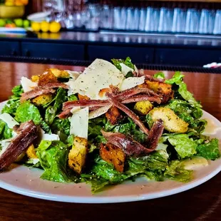 Caesar salad with anchovies one of my favs :)