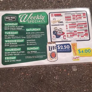 the menu for the week