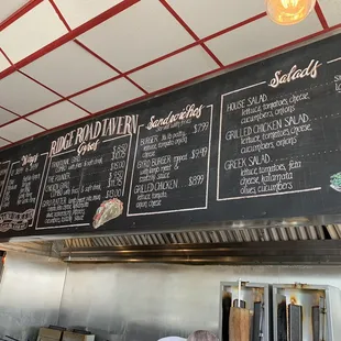 a menu on the wall