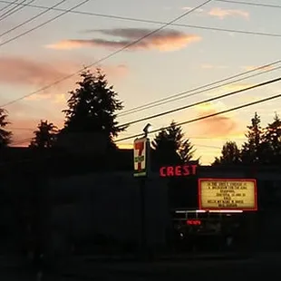 View from across the street of nearby Crest Cinema Theatre.