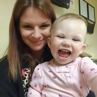 This picture was taken in the waiting room of the hospital, my daughter Peytynn was running a fever