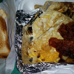 Egg platter breakfast with bacon