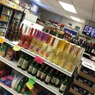 Inside, lots of selection (peep the Soju)